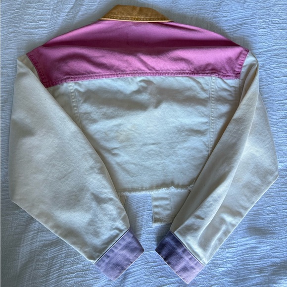 Bershka Color Block Women's Jean Jacket Cropped - Picture 4 of 9
